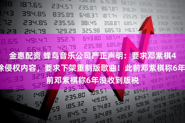 金惠配资 蜂鸟音乐公司严正声明：要求邓紫棋48小时内删除侵权内容，要求下架重制版歌曲！此前邓紫棋称6年没收到版税