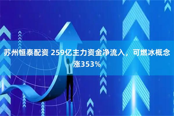 苏州恒泰配资 259亿主力资金净流入，可燃冰概念涨353%