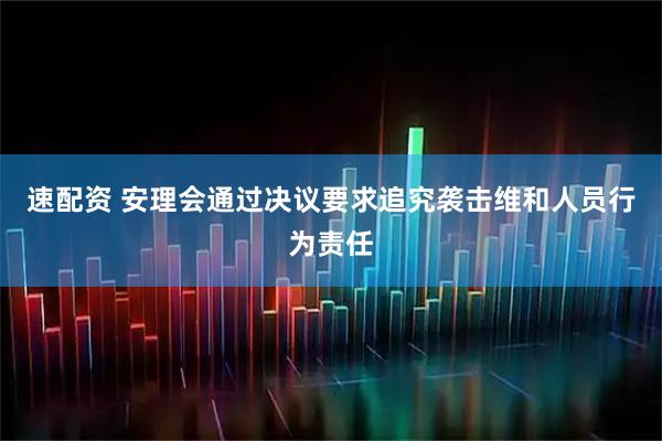 速配资 安理会通过决议要求追究袭击维和人员行为责任